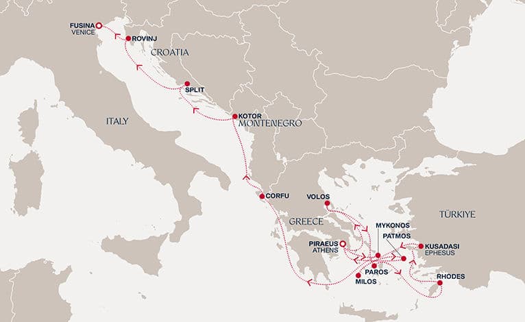 14 nights Mediterranean cruise on EXPLORA I 
from 🇬🇷 Piraeus to 🇮🇹 Fusina 