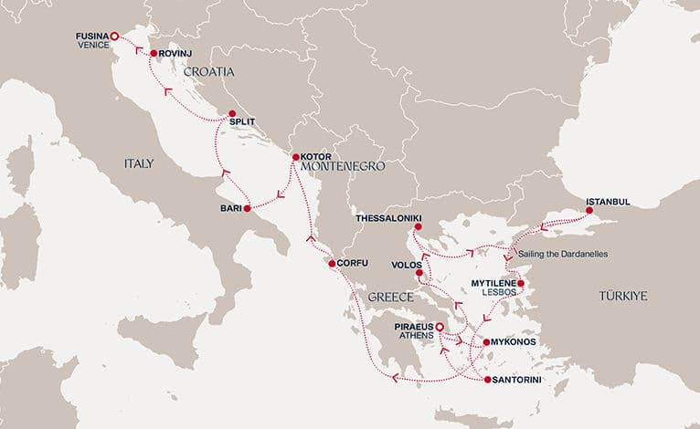 15 nights Mediterranean cruise on EXPLORA I 
from 🇬🇷 Piraeus to 🇮🇹 Fusina 