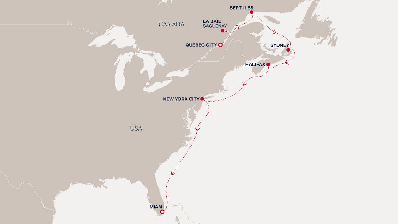 10 nights North East American cruise on EXPLORA III 
from 🇨🇦 Quebec City to 🇺🇸 Miami 