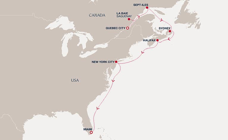 11 nights North East American cruise on EXPLORA V 
from 🇨🇦 Quebec City to 🇺🇸 Miami 