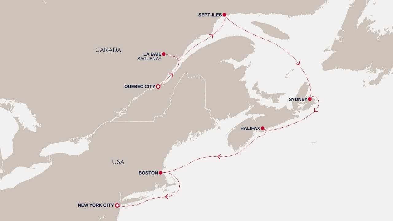 10 nights North East American cruise on EXPLORA IV 
from 🇨🇦 Quebec City to 🇺🇸 New York 