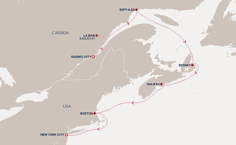 10 nights North East American cruise on EXPLORA V 
from 🇨🇦 Quebec City to 🇺🇸 New York 