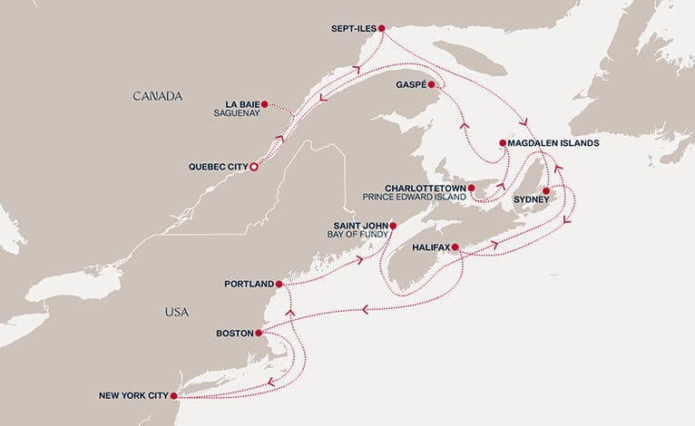 20 nights North East American cruise on EXPLORA V 
from 🇨🇦 Quebec City 