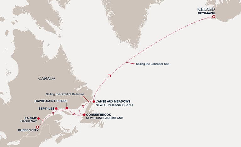 10 nights North East American cruise on EXPLORA IV 
from 🇨🇦 Quebec City to 🇮🇸 Reykjavík 