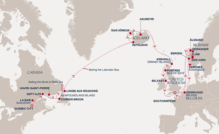 29 nights Transatlantic cruise on EXPLORA IV 
from 🇨🇦 Quebec City to 🇬🇧 Southampton 