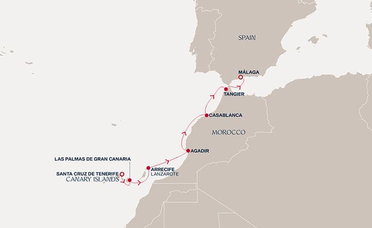 7 nights Mediterranean cruise on EXPLORA V 
from 🇪🇸 Santa Cruz de Tenerife to 🇪🇸 Málaga 