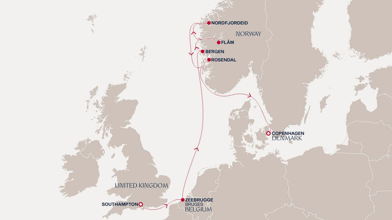 8 nights North European cruise on EXPLORA IV 
from 🇬🇧 Southampton to 🇩🇰 Copenhagen 