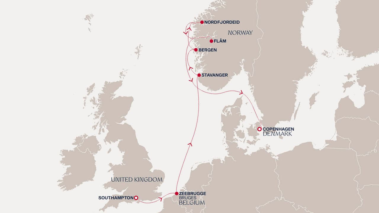 8 nights North European cruise on EXPLORA IV 
from 🇬🇧 Southampton to 🇩🇰 Copenhagen 