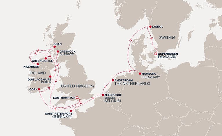 17 nights North European cruise on EXPLORA IV 
from 🇬🇧 Southampton to 🇩🇰 Copenhagen 