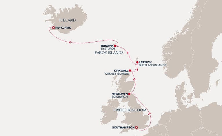 7 nights North European cruise on EXPLORA IV 
from 🇬🇧 Southampton to 🇮🇸 Reykjavík 