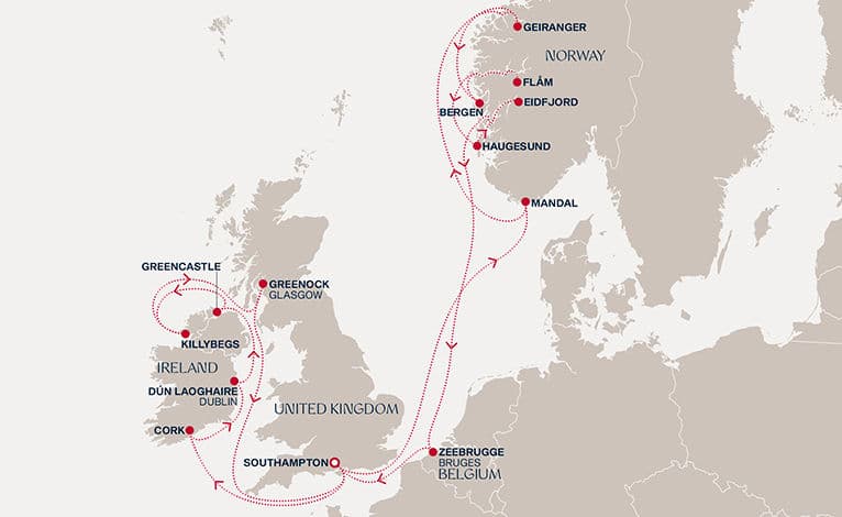19 nights North European cruise on EXPLORA IV 
from 🇬🇧 Southampton 
