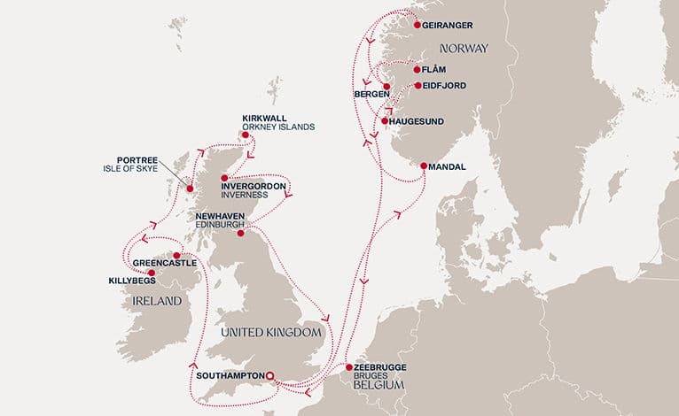 20 nights North European cruise on EXPLORA IV 
from 🇬🇧 Southampton 