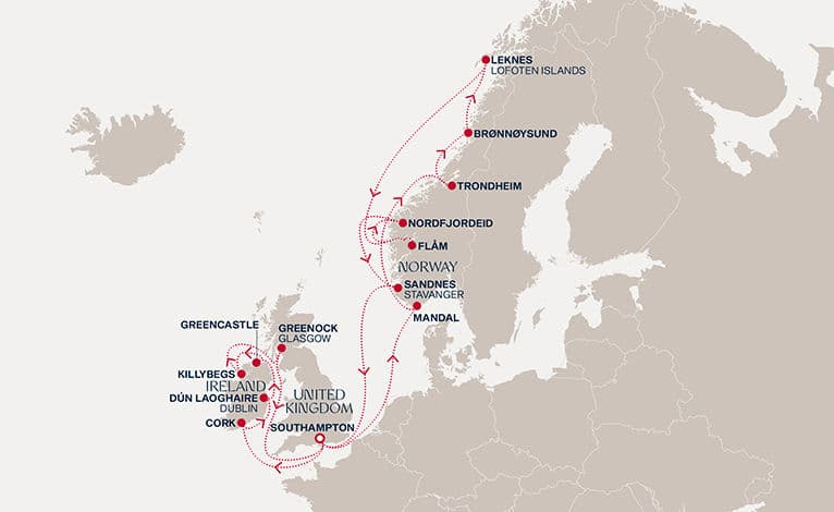 20 nights North European cruise on EXPLORA IV 
from 🇬🇧 Southampton 