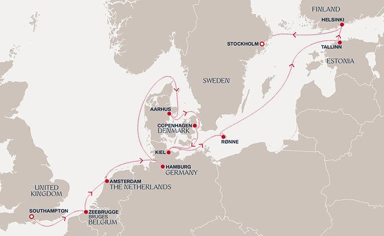 13 nights North European cruise on EXPLORA V 
from 🇬🇧 Southampton to 🇸🇪 Stockholm 