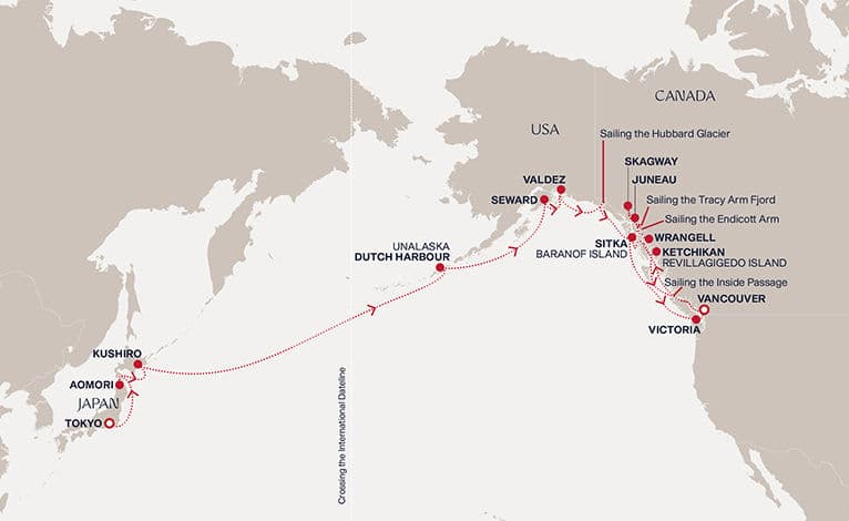 24 nights Transatlantic cruise on EXPLORA III 
from 🇯🇵 Tokyo to 🇨🇦 Vancouver 
