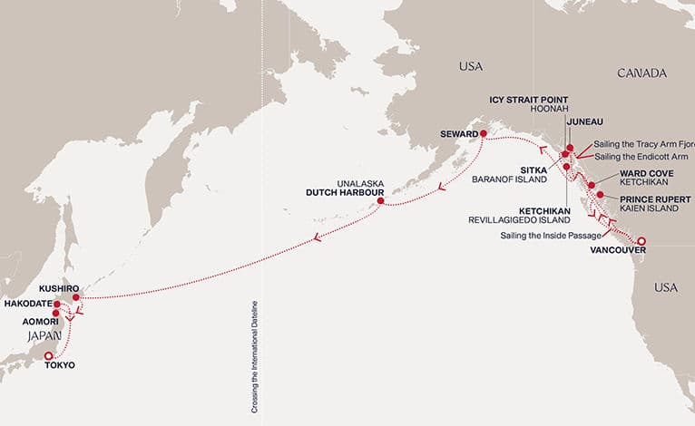 26 nights Transatlantic cruise on EXPLORA III 
from 🇨🇦 Vancouver to 🇯🇵 Tokyo 