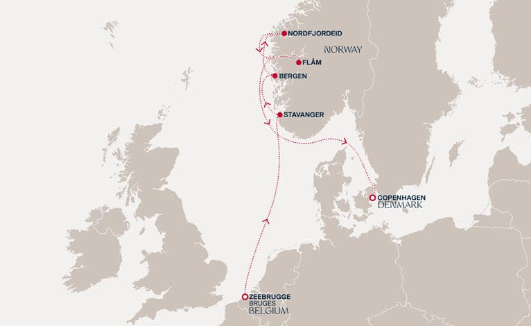 7 nights North European cruise on EXPLORA IV 
from 🇧🇪 Zeebrugge to 🇩🇰 Copenhagen 