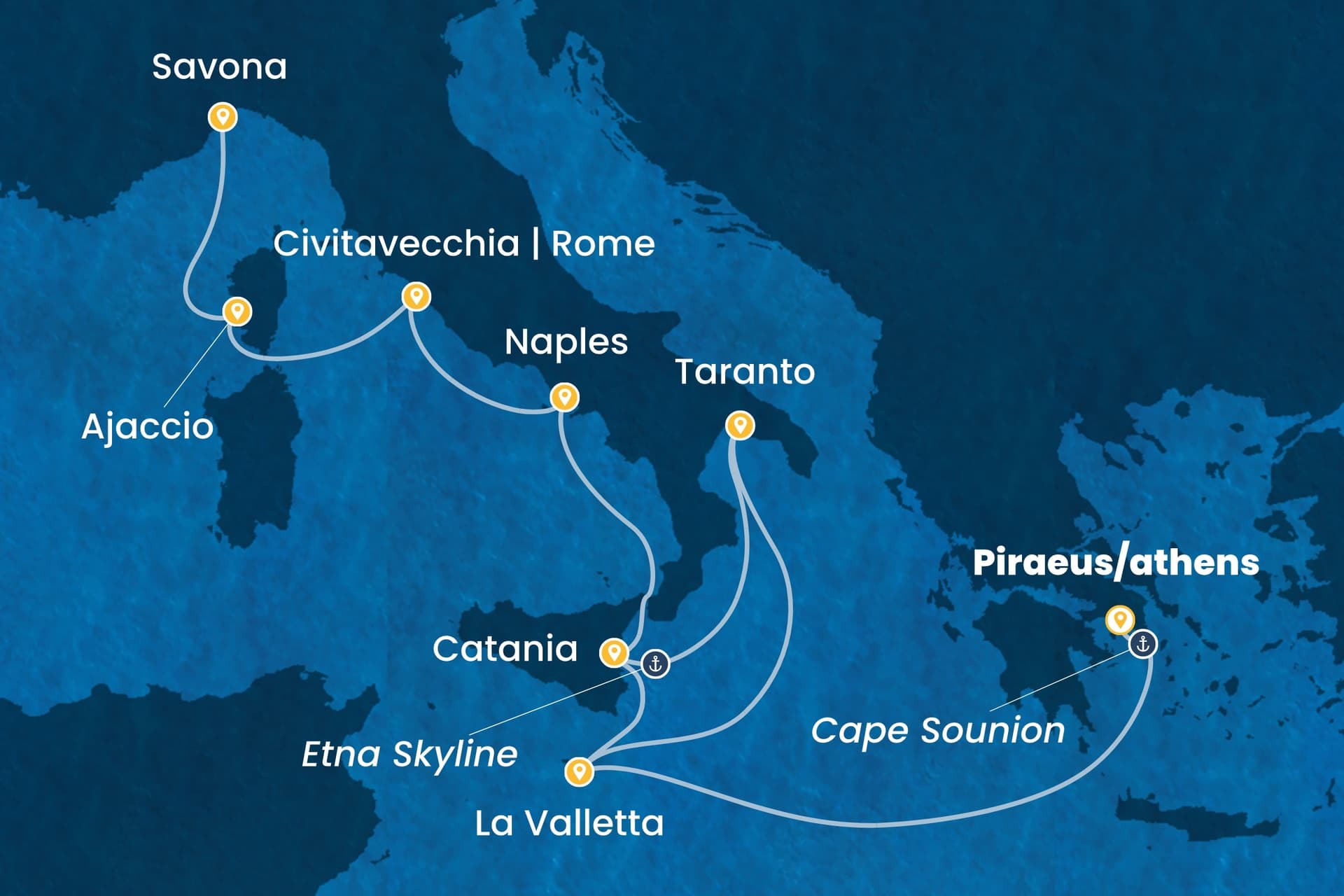 11 nights cruise on Costa Serena 
from 🇬🇷 Piraeus to 🇮🇹 Savona 