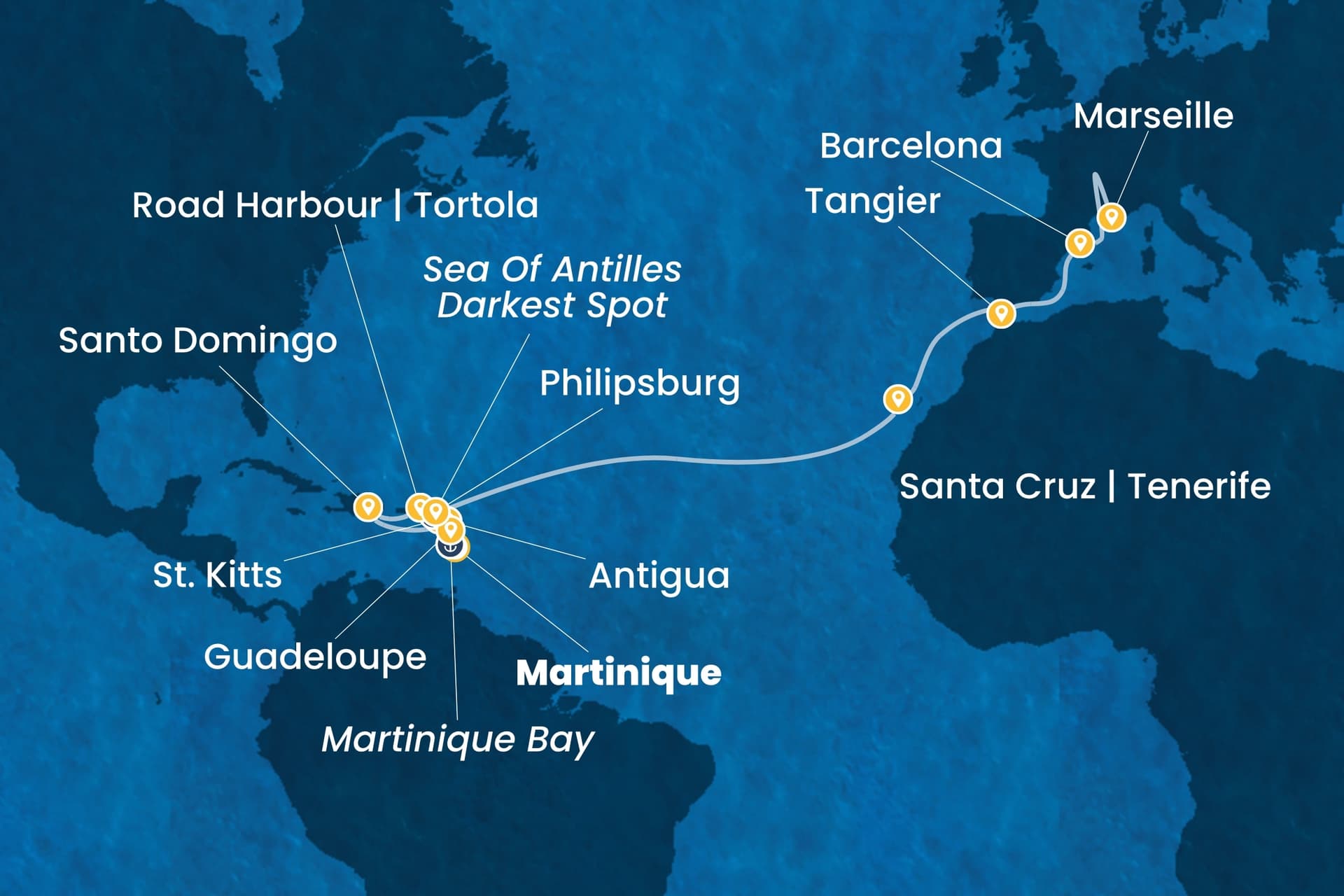21 nights cruise on Costa Serena 
from 🇲🇶 Fort-de-France to 🇫🇷 Marseille 