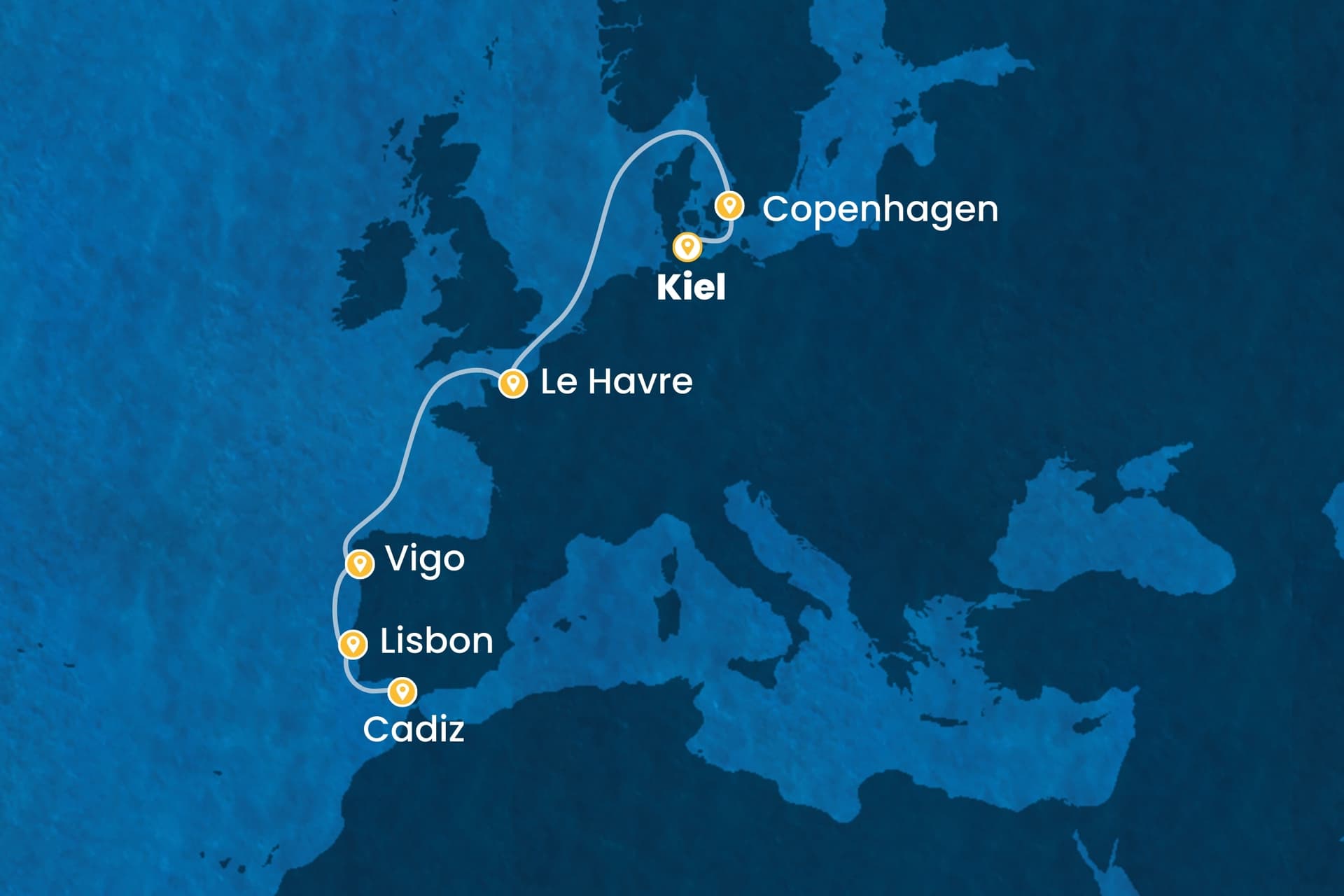 8 nights cruise on Costa Diadema 
from 🇩🇪 Kiel to 🇪🇸 Cádiz 