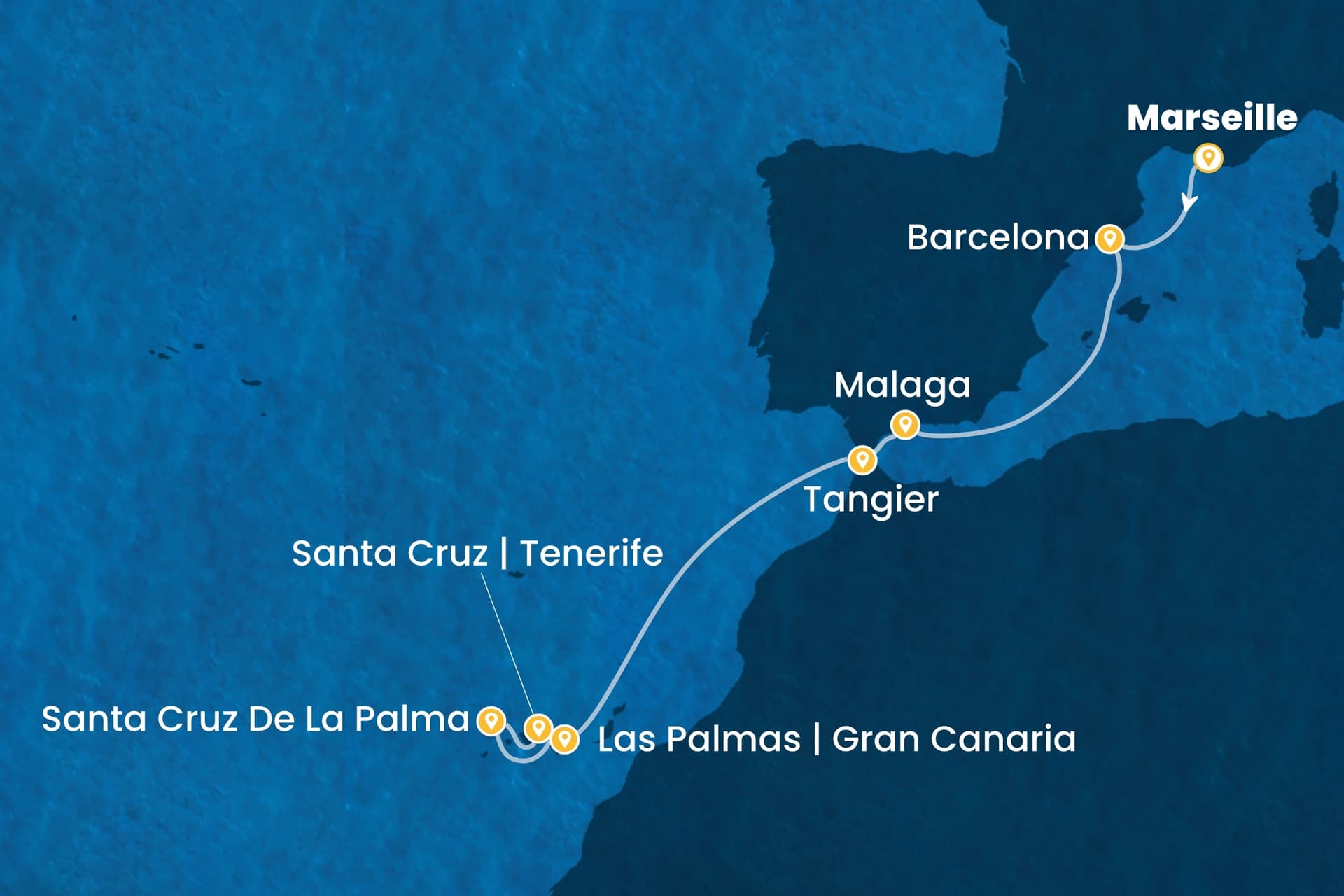 8 nights cruise on Costa Smeralda 
from 🇫🇷 Marseille to 🇪🇸 Tenerife 
