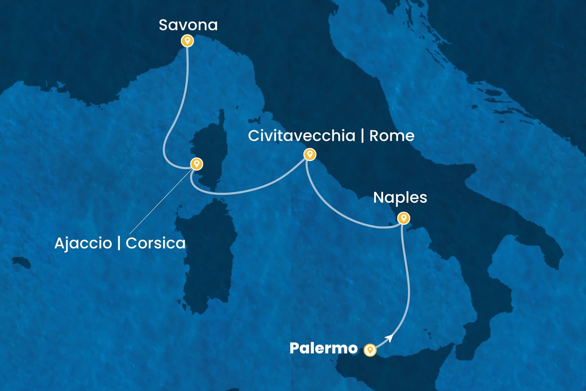 4 nights cruise on Costa Fascinosa 
from 🇮🇹 Palermo to 🇮🇹 Savona 
