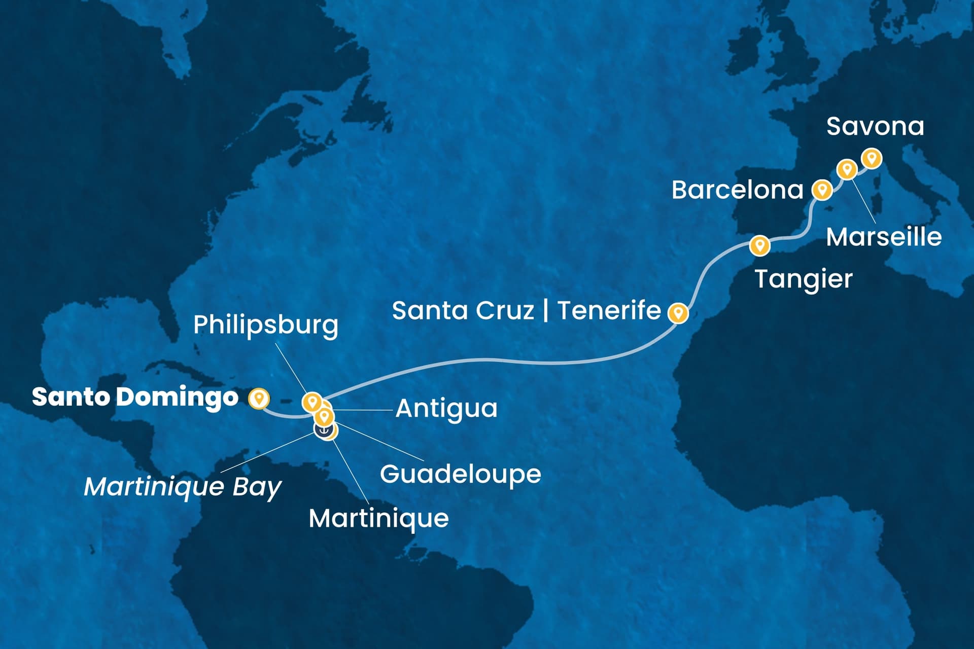 18 nights cruise on Costa Serena 
from 🇩🇴 Santo Domingo to 🇮🇹 Savona 