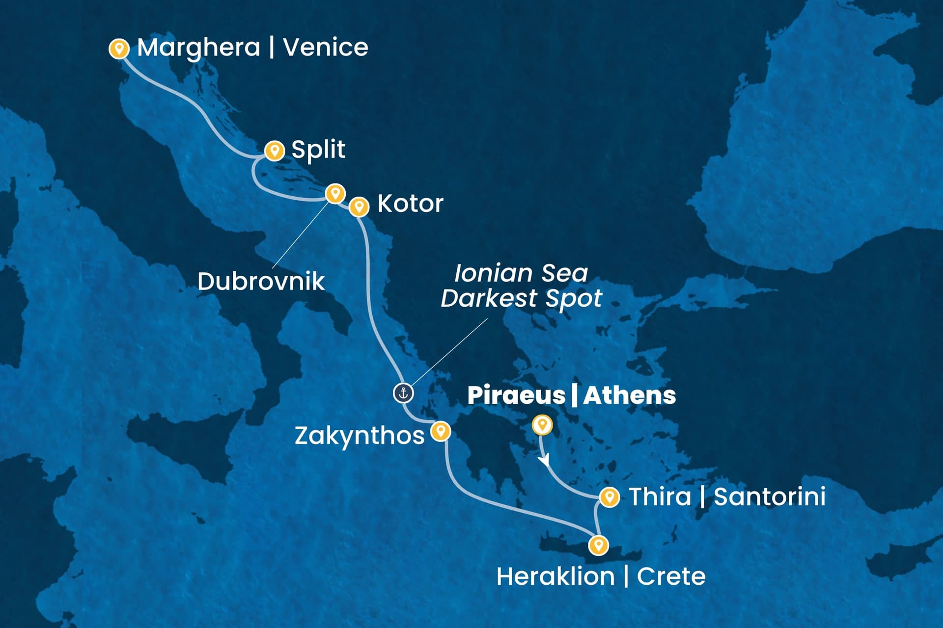 7 nights cruise on Costa Deliziosa 
from 🇬🇷 Piraeus to 🇮🇹 Marghera 