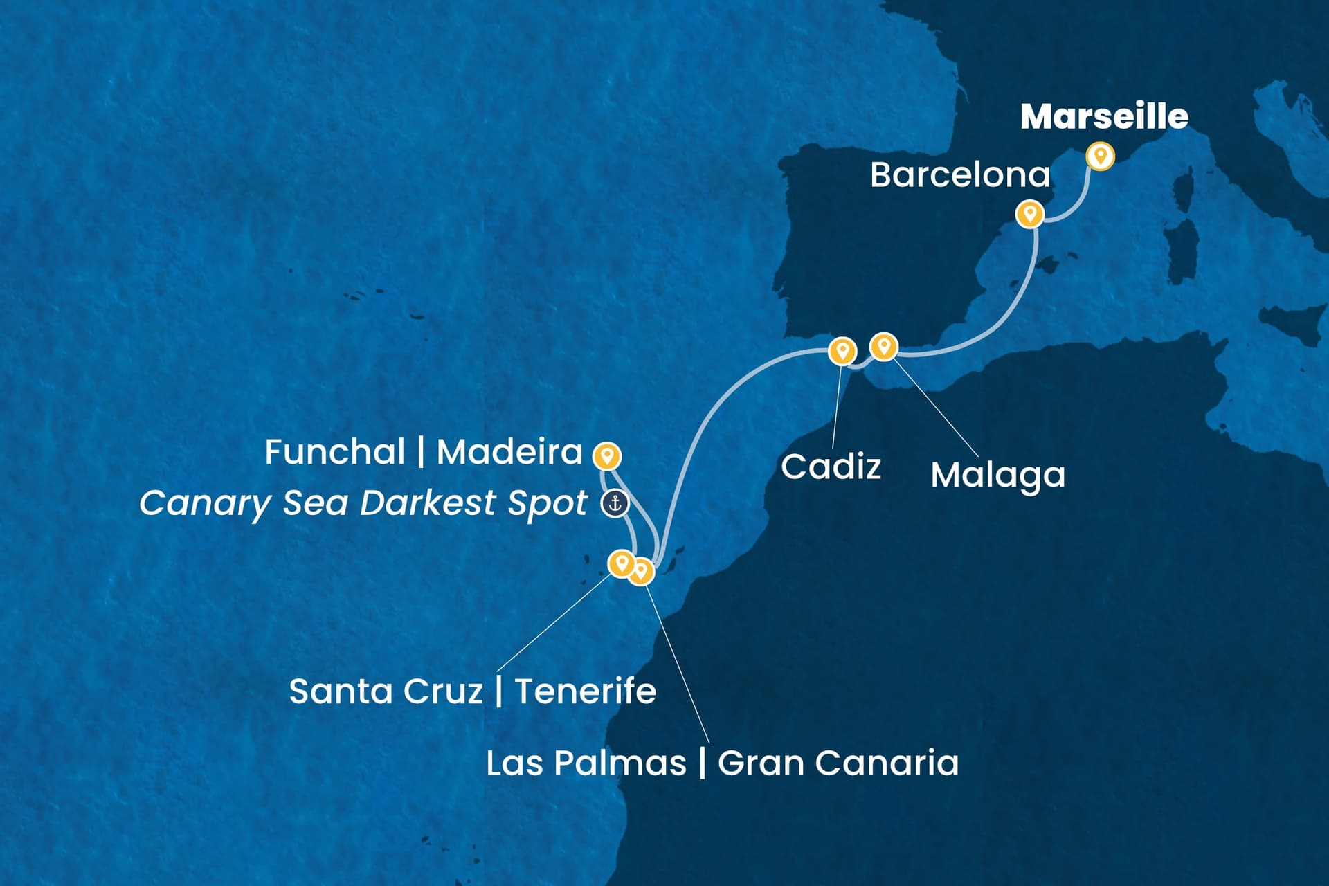 9 nights cruise on Costa Smeralda 
from 🇫🇷 Marseille to 🇪🇸 Tenerife 