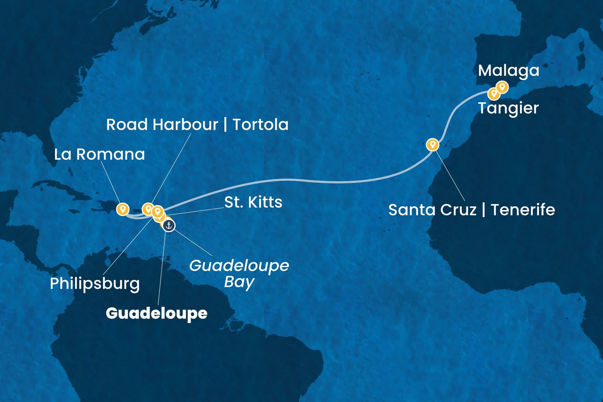 15 nights cruise on Costa Fascinosa 
from 🇬🇵 Pointe-à-Pitre to 🇪🇸 Málaga 