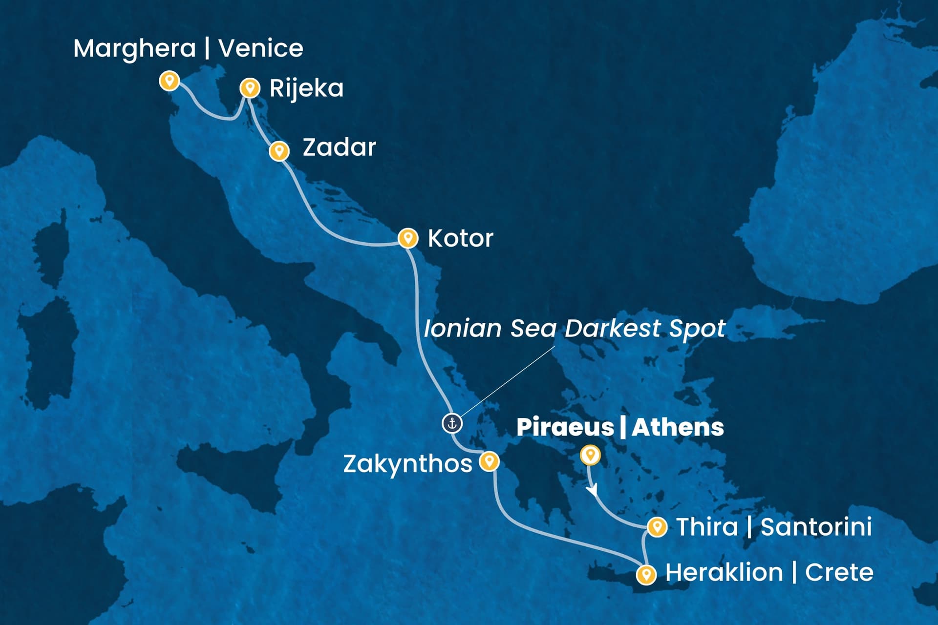 7 nights cruise on Costa Deliziosa 
from 🇬🇷 Piraeus to 🇮🇹 Marghera 