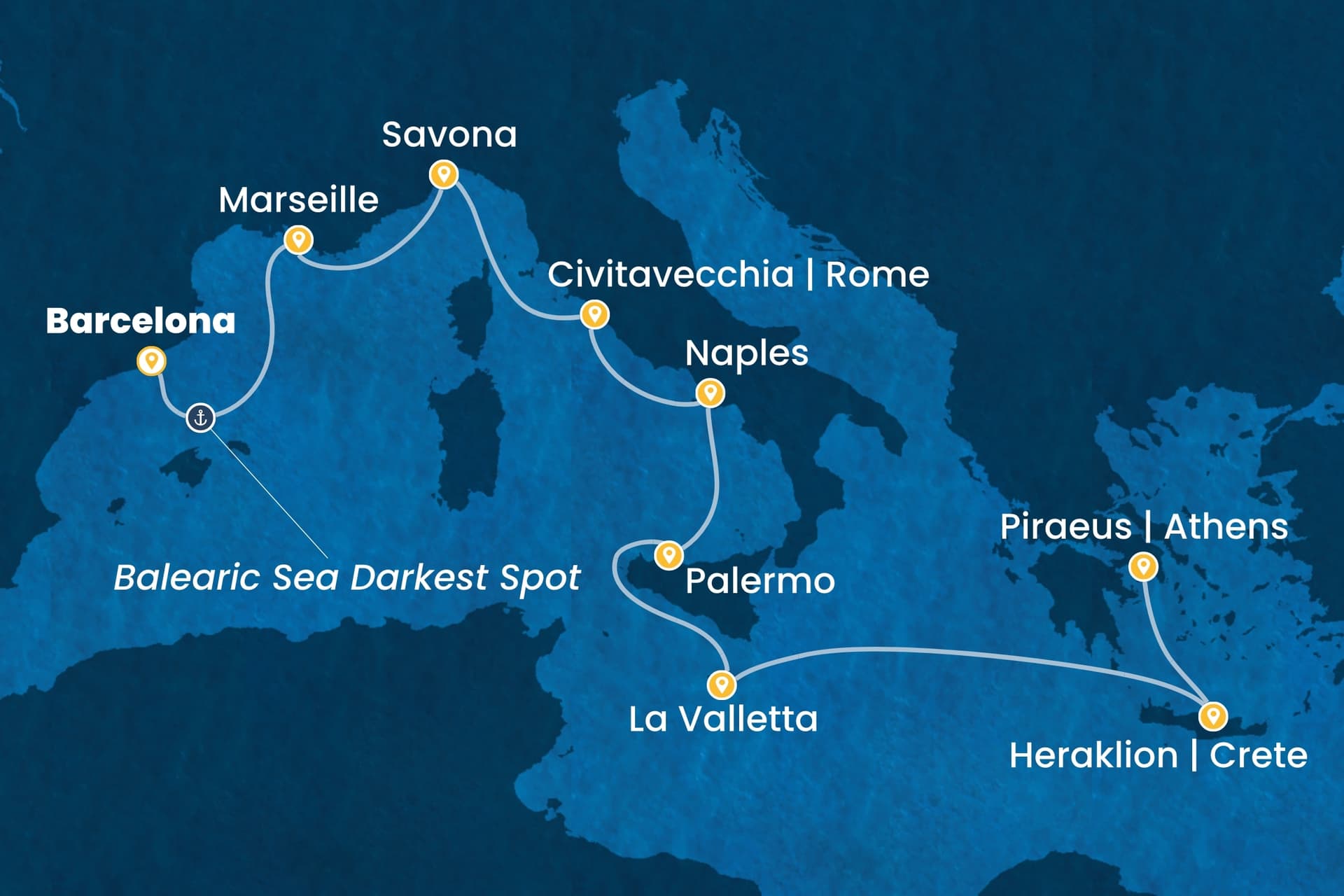 9 nights cruise on Costa Pacifica 
from 🇪🇸 Barcelona to 🇬🇷 Piraeus 