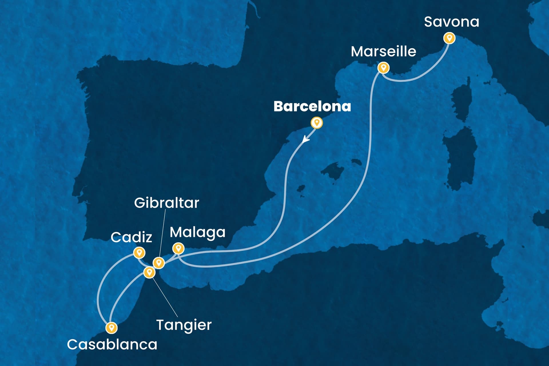 9 nights cruise on Costa Diadema 
from 🇪🇸 Barcelona to 🇮🇹 Savona 