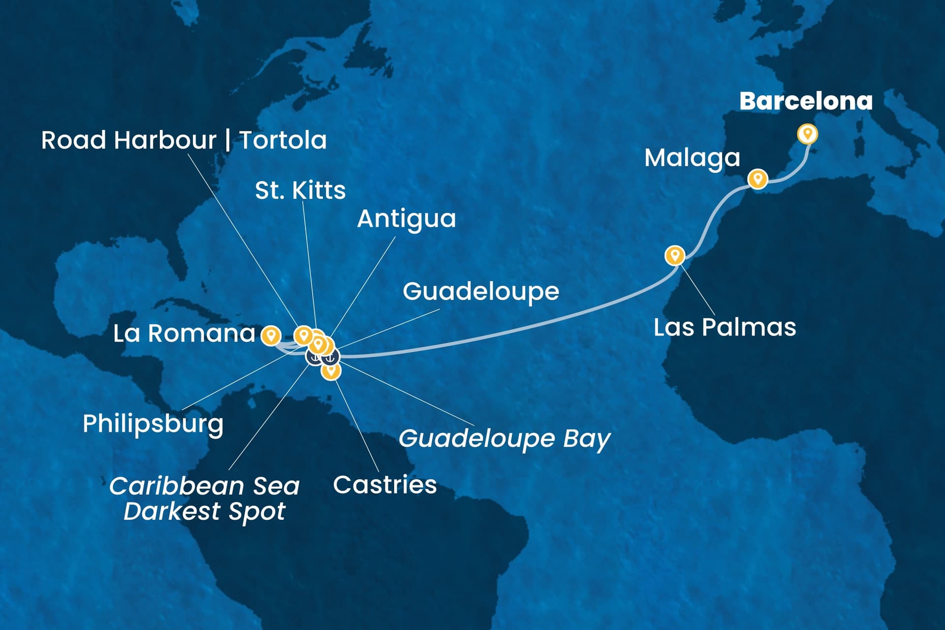 21 nights cruise on Costa Fascinosa 
from 🇪🇸 Barcelona to 🇩🇴 La Romana 