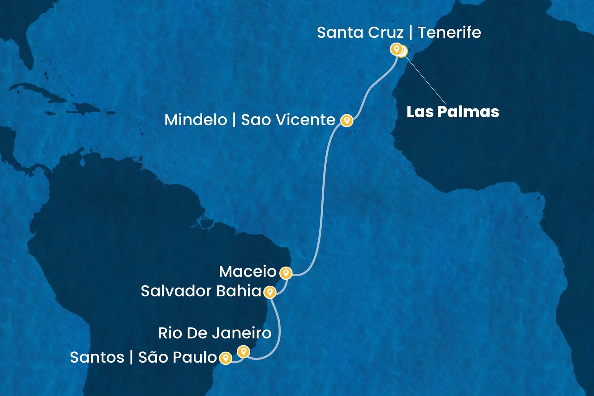 13 nights cruise on Costa Diadema 
from 🇪🇸 Las Palmas to 🇧🇷 Santos (Sao Paulo) 