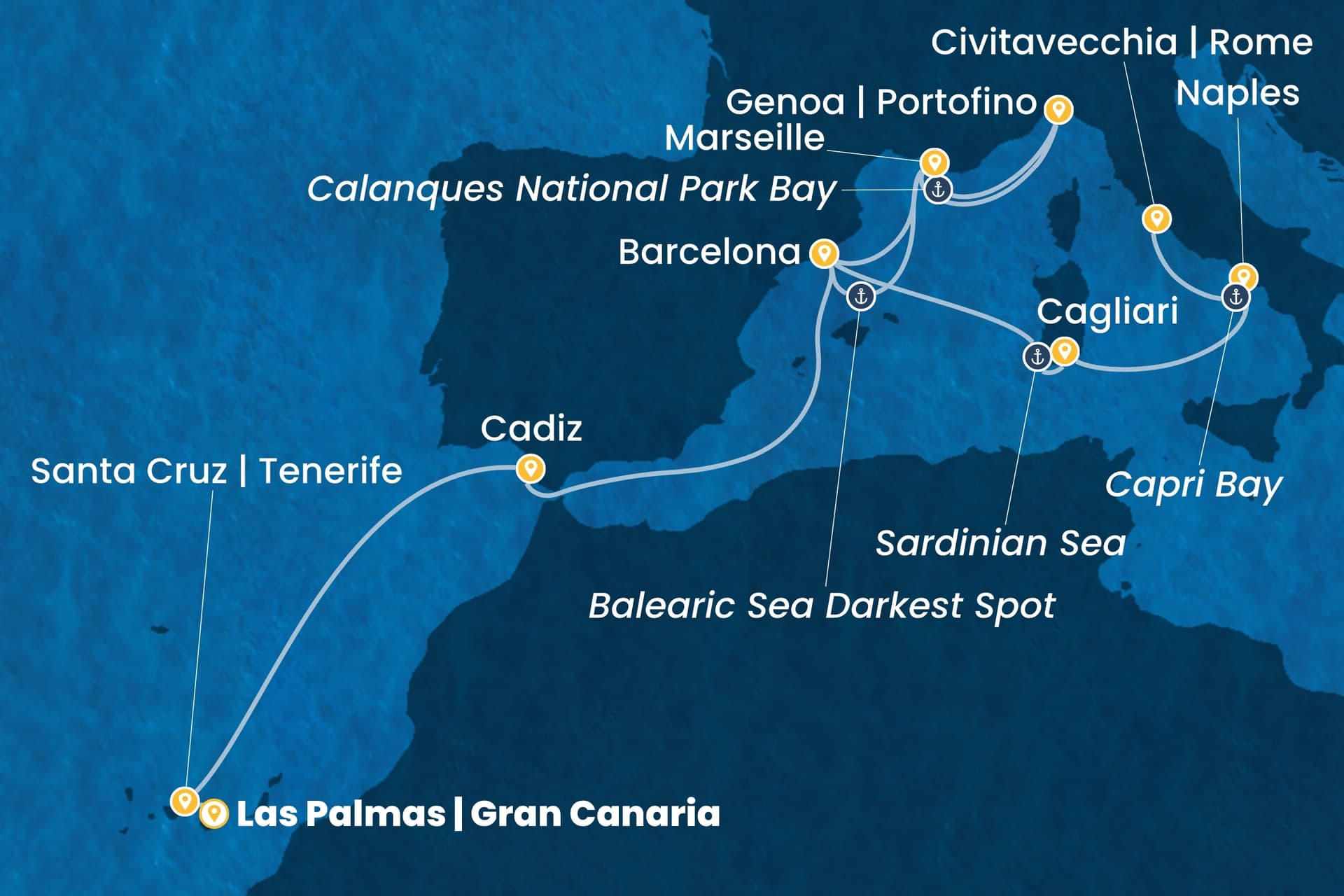 13 nights cruise on Costa Smeralda 
from 🇪🇸 Las Palmas to 🇮🇹 Civitavecchia 