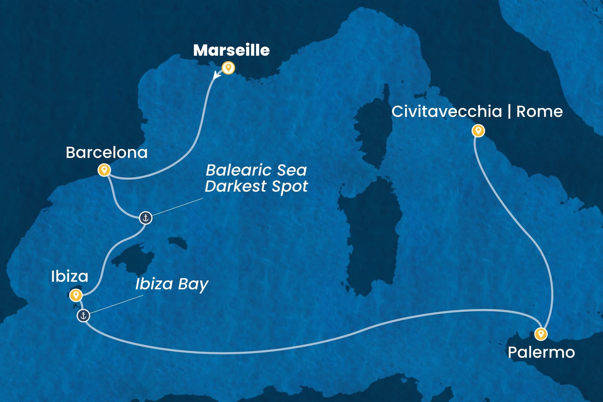5 nights cruise on Costa Smeralda 
from 🇫🇷 Marseille to 🇮🇹 Civitavecchia 