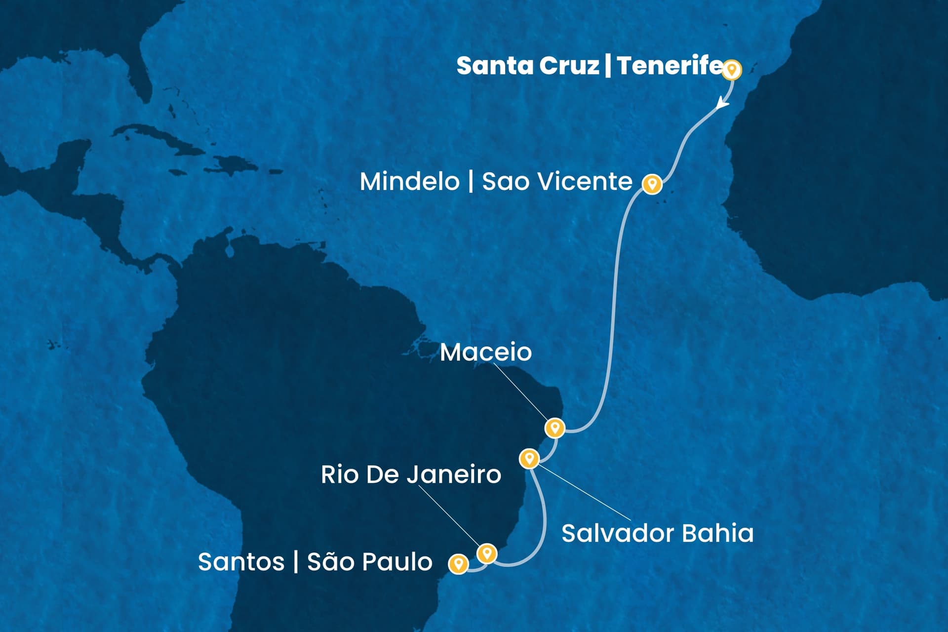 12 nights cruise on Costa Diadema
from ๐ช๐ธ Tenerife to ๐ง๐ท Santos (Sรฃo Paulo)