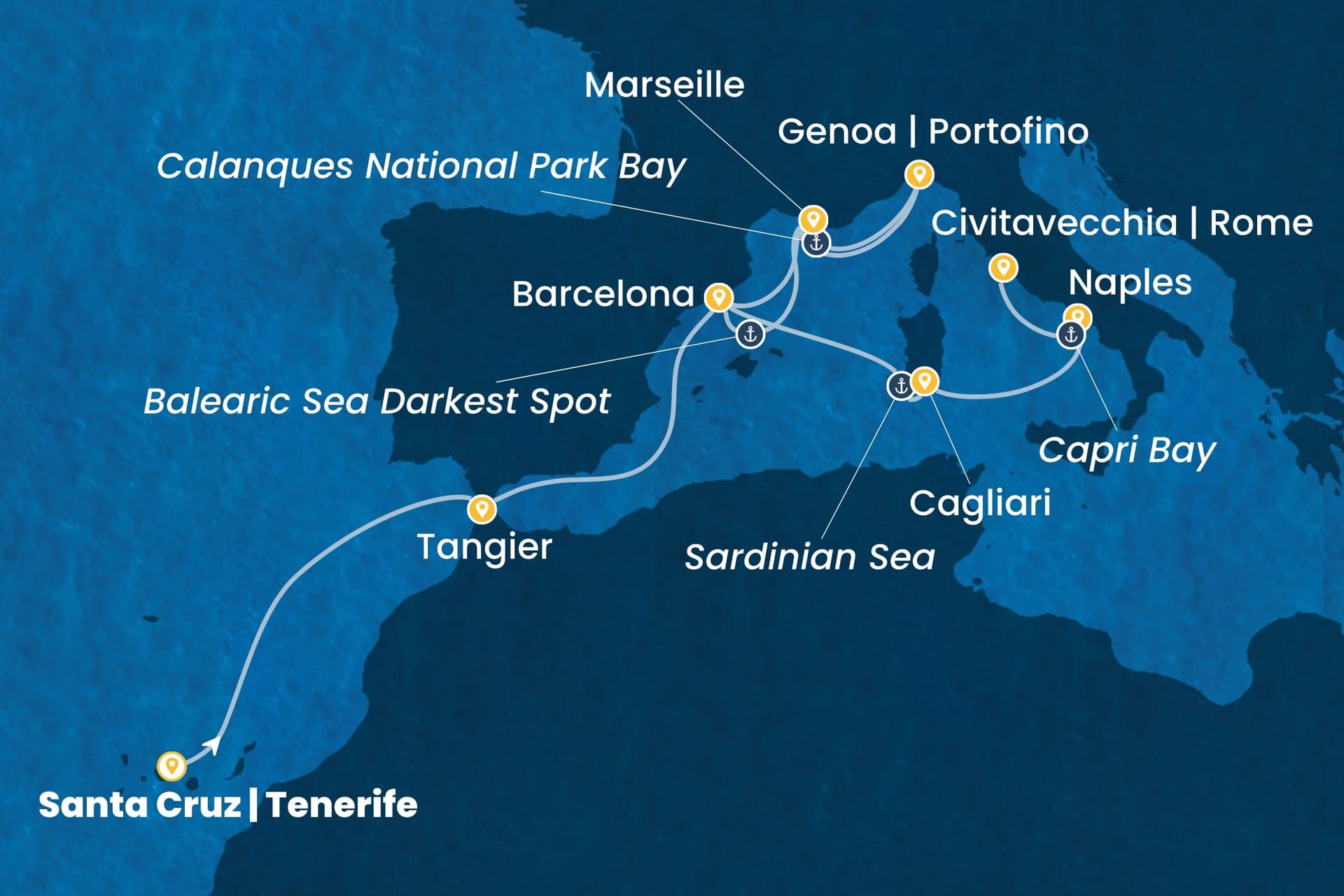 12 nights cruise on Costa Smeralda 
from 🇪🇸 Tenerife to 🇮🇹 Civitavecchia 