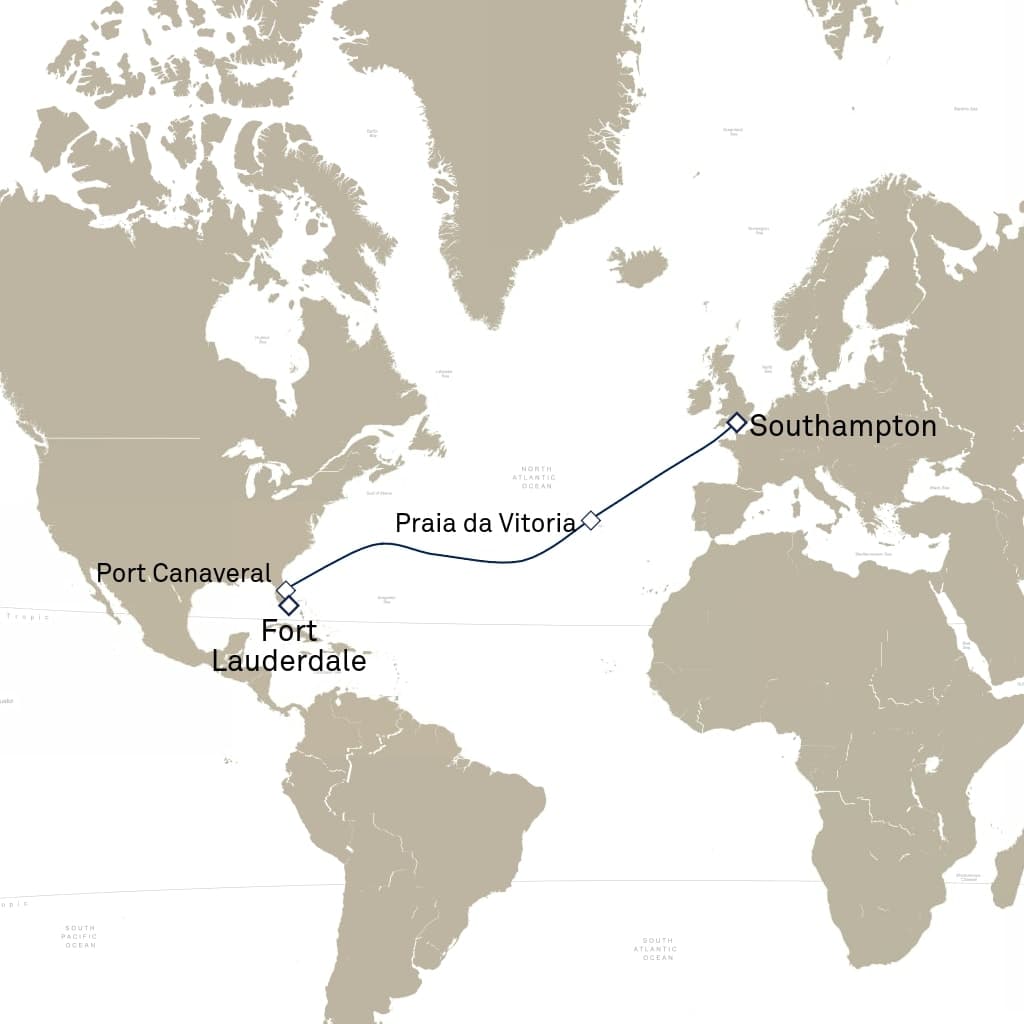 14 nights South American cruise on Queen Anne 
from 🇺🇸 Fort Lauderdale to 🇬🇧 Southampton 