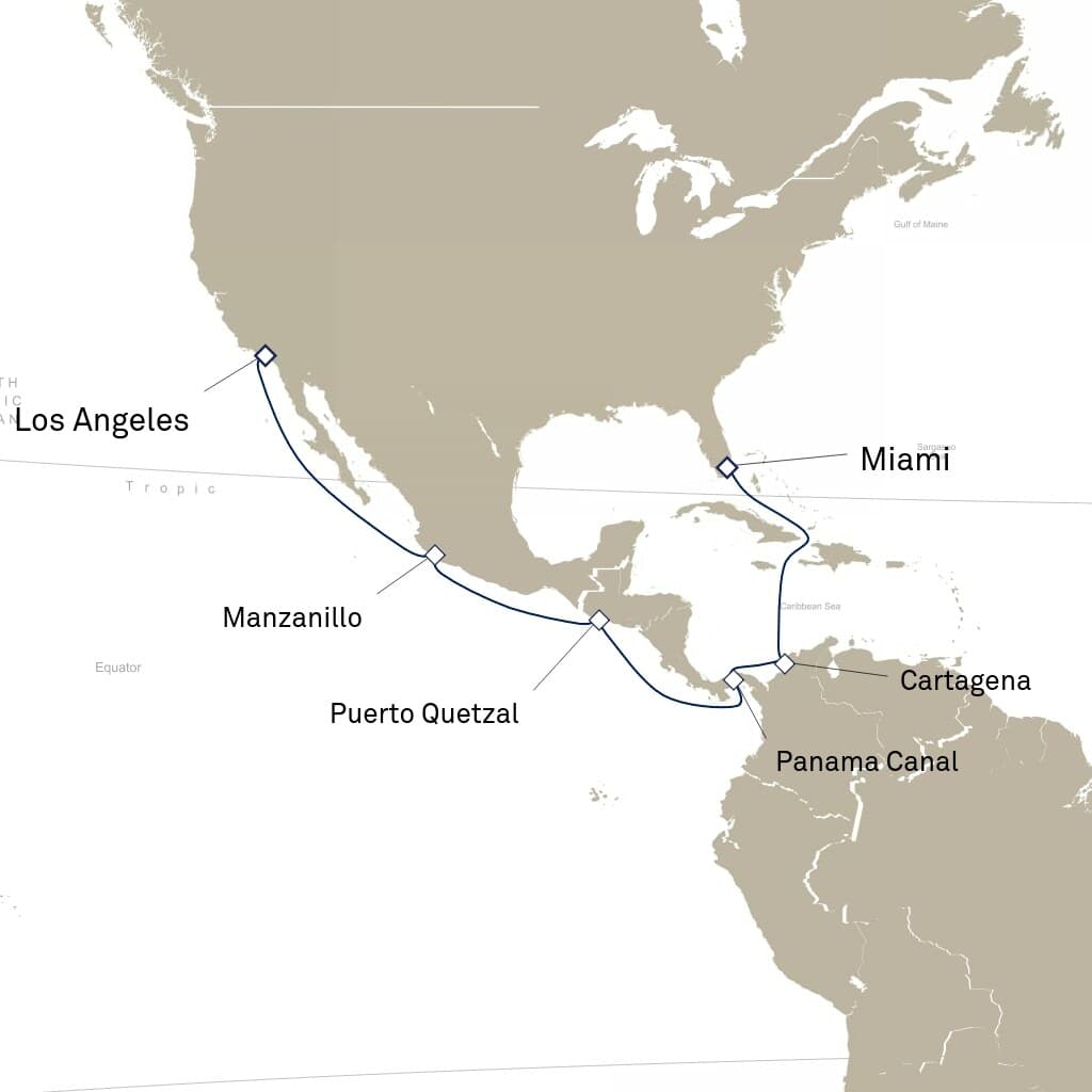 15 nights Extraordinary cruise on Queen Anne
from ๐บ๐ธ Miami to ๐บ๐ธ Los Angeles