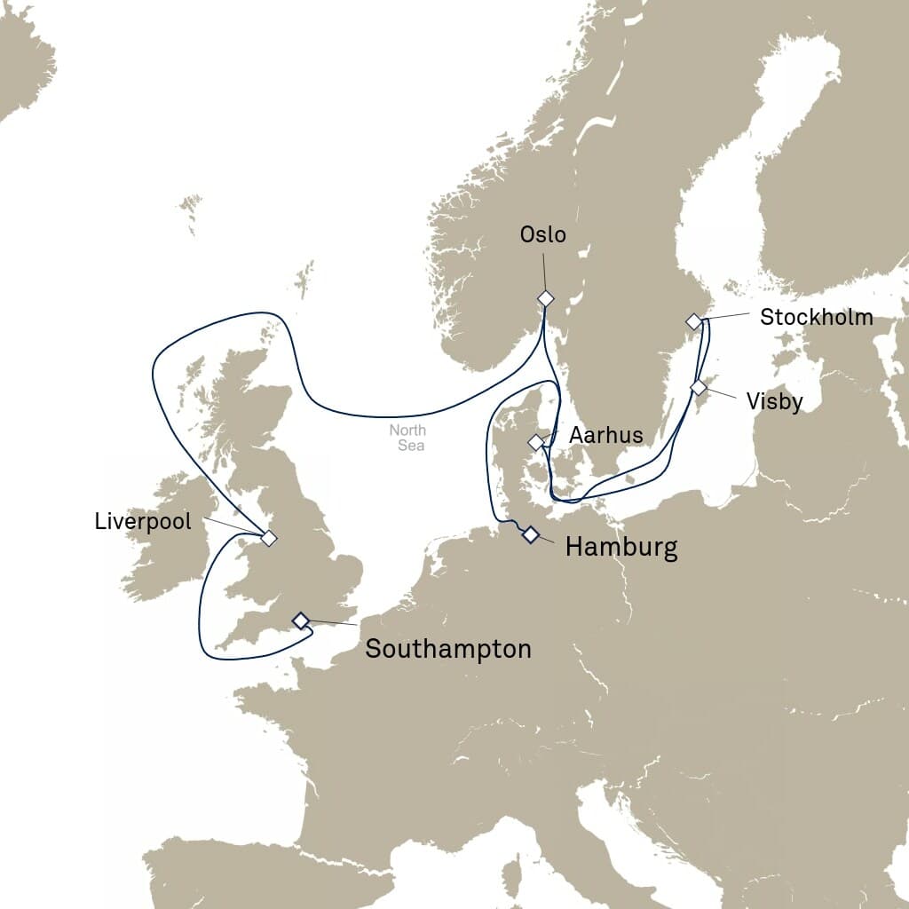 14 nights Mediterranean cruise on Queen Anne 
from 🇩🇪 Hamburg to 🇬🇧 Southampton 