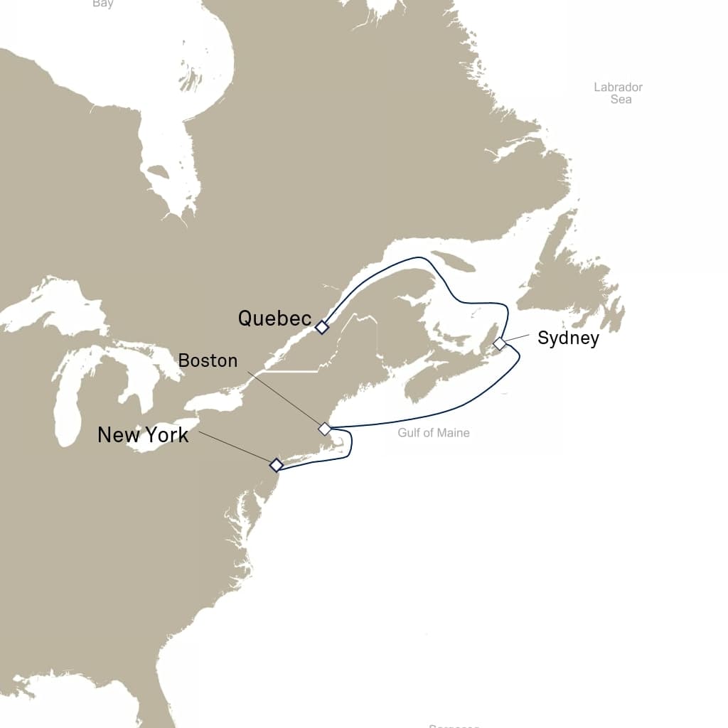 8 nights North East American cruise on Queen Mary 2 
from 🇺🇸 New York to 🇨🇦 Quebec City 