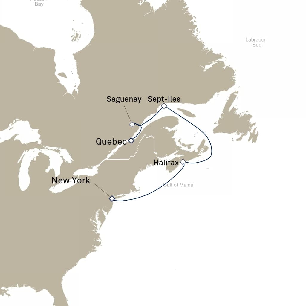 7 nights North East American cruise on Queen Mary 2 
from 🇨🇦 Quebec City to 🇺🇸 New York 