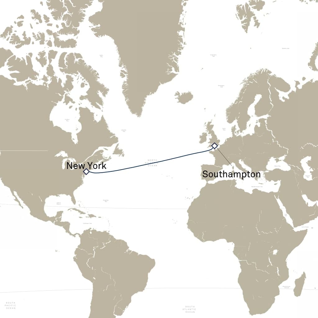 7 nights Transatlantic cruise on Queen Mary 2 
from 🇺🇸 New York to 🇬🇧 Southampton 