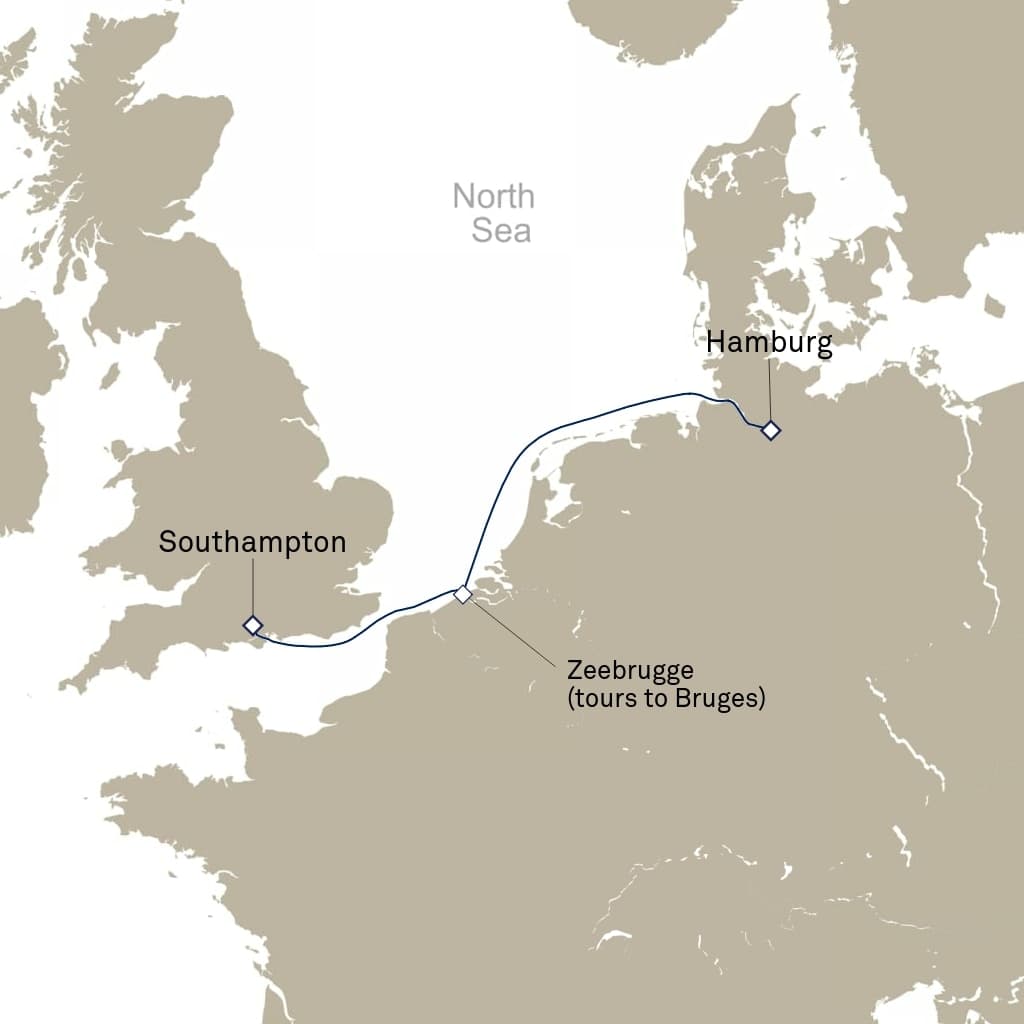3 nights Mediterranean cruise on Queen Mary 2 
from 🇩🇪 Hamburg to 🇬🇧 Southampton 