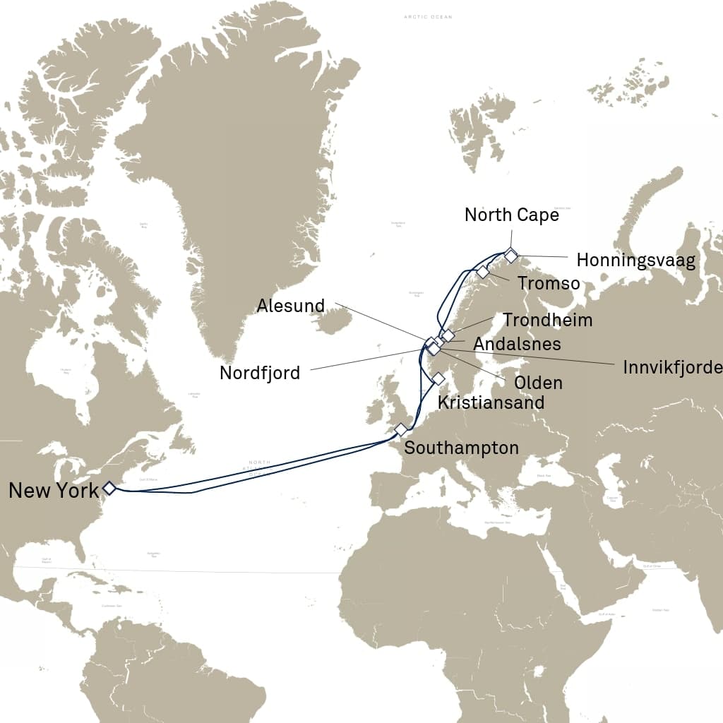 28 nights North European cruise on Queen Mary 2 
from 🇺🇸 New York 