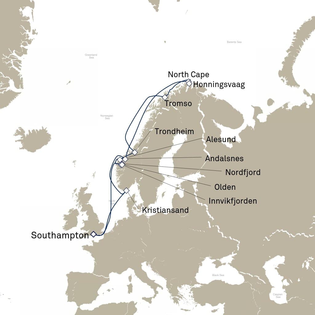 14 nights North European cruise on Queen Mary 2 
from 🇬🇧 Southampton 