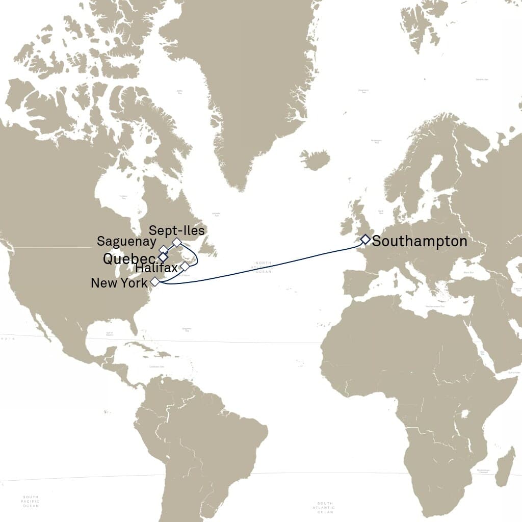 14 nights Transatlantic cruise on Queen Mary 2 
from 🇨🇦 Quebec City to 🇬🇧 Southampton 