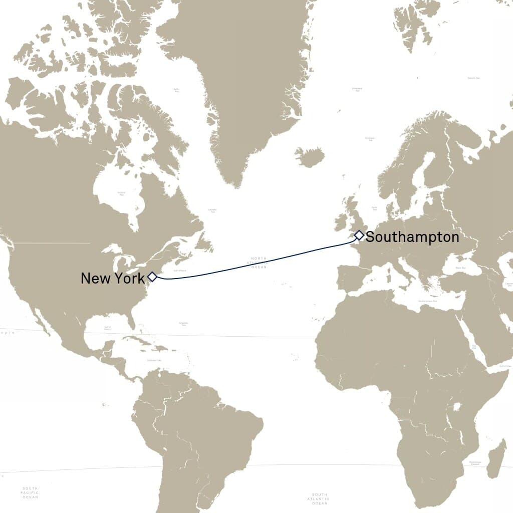 7 nights Mediterranean cruise on Queen Mary 2 
from 🇺🇸 New York to 🇬🇧 Southampton 